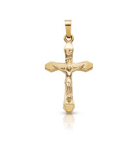 14K Gold Crucifix Pendant in a 
Beveled Design [1]