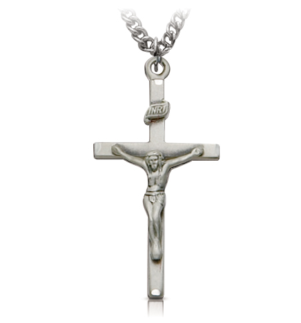 Sterling Silver Straight Crucifix Necklace