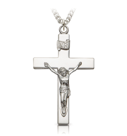 Sterling Silver Our Father Crucifix Necklace