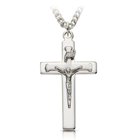 Sterling Silver Cross and Nail Crucifix Necklace