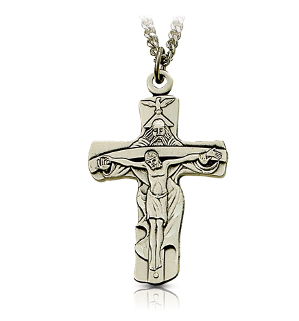 Sterling Silver Holy Trinity Crucifix Necklace