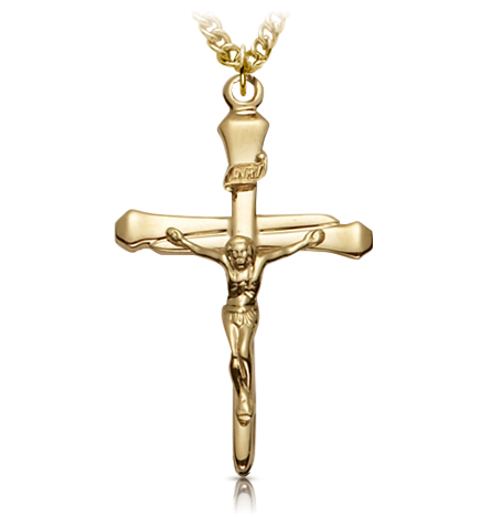 14K Gold Plated Over Sterling Silver Nail Crucifix Necklace