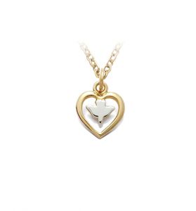 Two-Tone 18K Gold Plated Open Heart Necklace - 7/16"