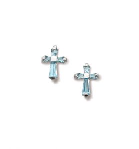 Sterling Silver Crystal December Birthstone
Cross Earrings - 3/8"