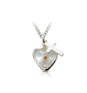 Sterling Silver Mustard Seed Heart and Cross Necklace - 9/16"