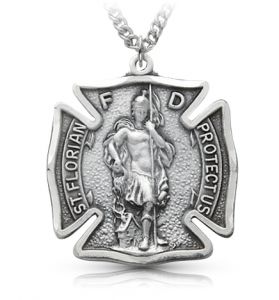 Sterling Silver Shield of St. Florian, Patron Saint of Firefighters - 1 1/8"