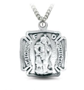Sterling Silver St. Florian Shield Medal, Patron Saint of Firefighters - 3/4"