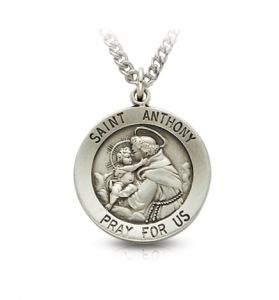 Sterling Silver Medal of St. Anthony, Patron Saint of Lost Articles - 3/4" 