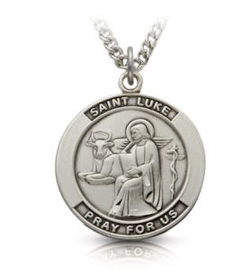 Sterling Silver Medal of St. Luke, Patron Saint of Doctorss & Artists - 1" 