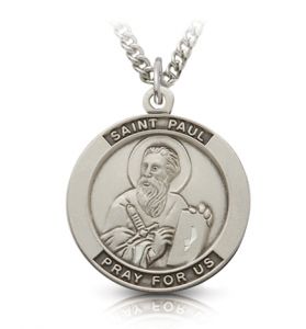 Sterling Silver Medal of St. Paul, Patron Saint of Missionaries & Authors - 1" 