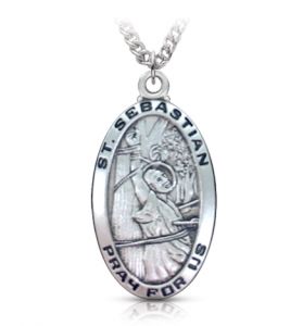 Sterling Silver Medal of St. Sebastian, Patron Saint of Athletes - 1 1/4"