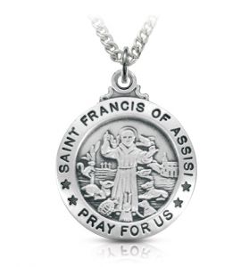 Sterling Silver Medal of St. Francis, Patron Saint of Animals - 1" [2]