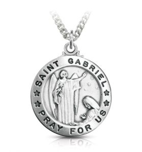 Sterling Silver Medal of St. Gabriel, Patron Saint of Messangers - 1"