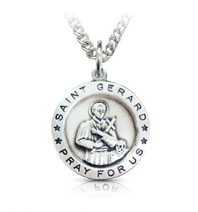 Sterling Silver Medal of St. Gerard, Patron Saint of Expectant Mothers - 3/4"