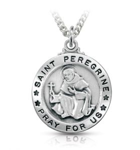 Sterling Silver Medal of St. Peregrine, Patron Saint of Cancer - 1" [1]