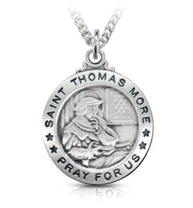 Sterling Silver Medal of St. Thomas More, Patron Saint of Lawyers & Politicians - 1"