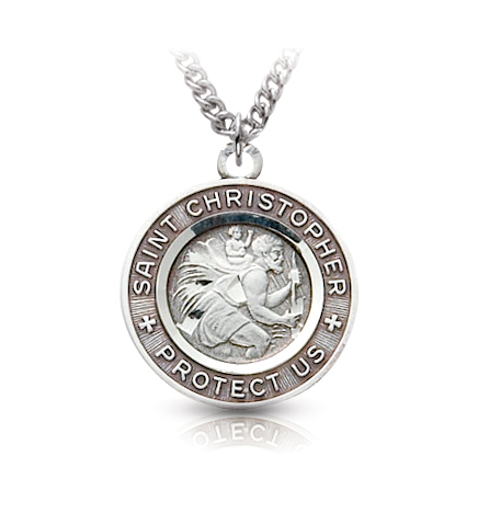 Sterling Silver Round St. Christopher Medal - 11/16"