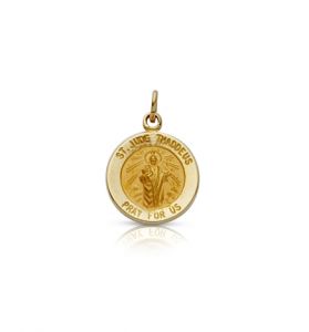 14K Gold Small Round St. Jude Medal - 1/2"