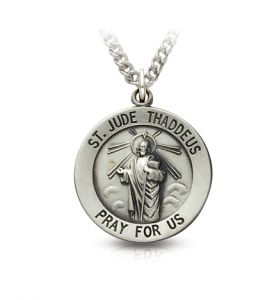 Sterling Silver Engraved Medal of St. Jude, Patron of Hopeless Causes - 3/4" [2]