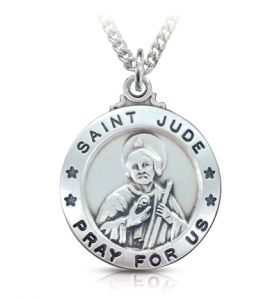 Sterling Silver Round St. Jude Medal - 1"