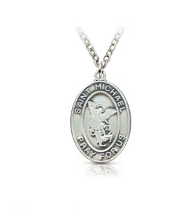 Sterling Silver St. Michael Oval Medal - 5/8"