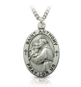 Sterling Silver St. Anthony, Patron Saint of Lost Articles - 1"