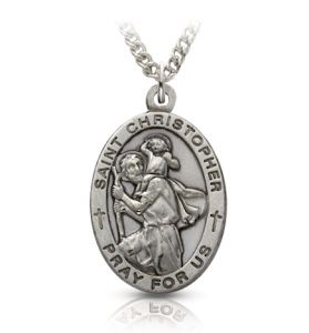 Sterling Silver Medal of St. Christopher, Patron Saint of Travelers - 1"