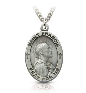 Sterling Silver Medal of St. Francis, Patron Saint of Animals - 1"