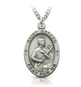 Sterling Silver Medal of St. Gerard, Patron Saint of Expectant Mothers - 1"