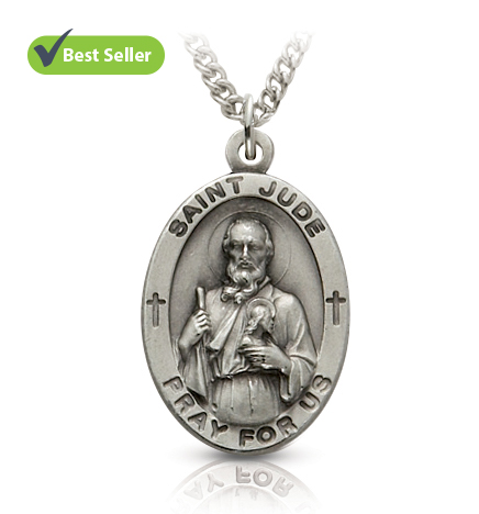 Sterling Silver Medal of St. Jude, Patron Saint of Hopeless Causes - 1"