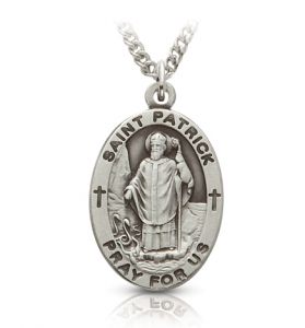 Sterling Silver Medal of St. Patrick, Patron Saint of Ireland - 1"