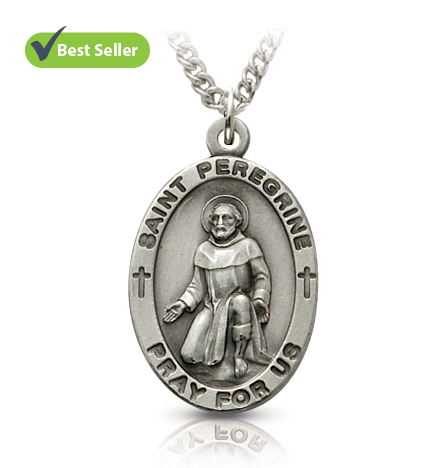 Sterling Silver Medal of St. Peregrine, Patron Saint of Cancer - 1"