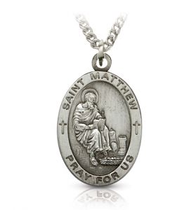 Sterling Silver Medal of St. Matthew, Patron Saint of Bankers & Accountants - 1"