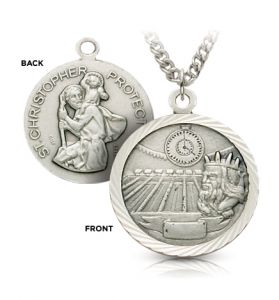 Sterling Silver St. Christopher Boy's Swimming Medal - 3/4"