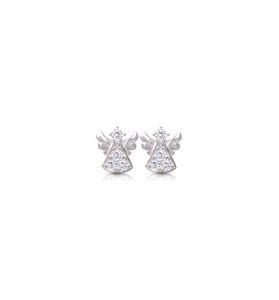 Sterling Silver Angel Earrings with Cubic Zirconia Stones - 3/8"