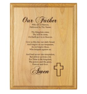 Engraved "Protestant Lord's Prayer" Genuine Alder Wood Wall or Table Decor Art - 7" x 9"