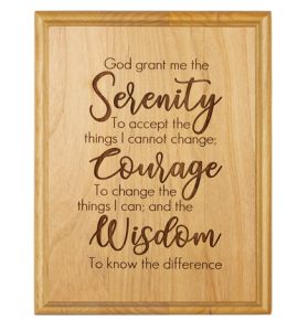 Engraved "Serenity Prayer" Genuine Alder Wood Wall or Table Decor Art - 7" x 9"