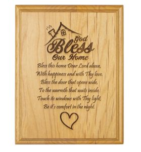 Engraved "House Blessing" Genuine Alder Wood Wall or Table Decor Art - 7" x 9"