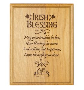 Engraved "Irish Blessing" Genuine Alder Wood Wall or Table Decor Art - 7" x 9"