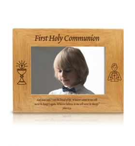 Hardwood Boy First Holy Communion Photo Frame - 9 1/8" x 7 1/8"