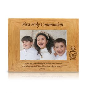 Hardwood First Holy Communion Photo Frame - 9 1/8" x 7 1/8"