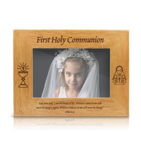 Hardwood Girl First Holy Communion Photo Frame - 9 1/8" x 7 1/8"