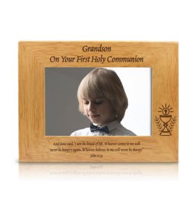 Hardwood Grandson First Holy Communion Photo Frame - 9 1/8" x 7 1/8"