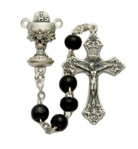 Black Wood Beads and Chalice Center Rosary