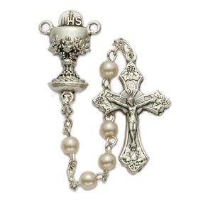 Pearl Beads and Chalice Center Rosary