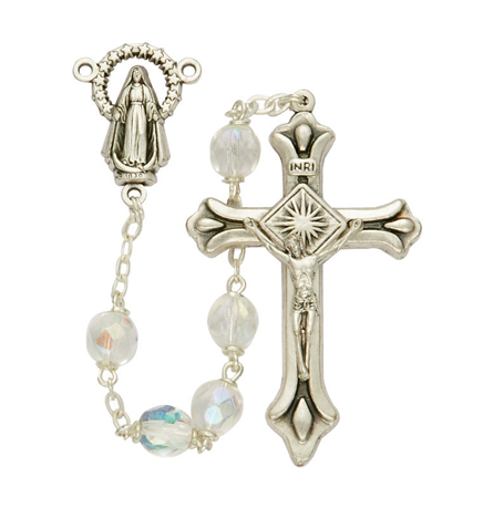 7mm Crystal Fire Beads and Miraculous Center Rosary