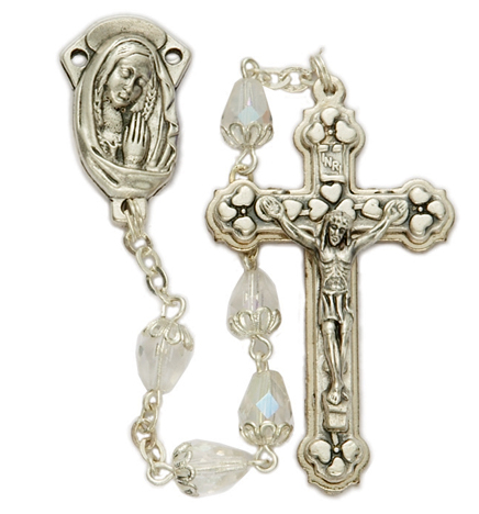 8mm Capped Crystal Beads & Madonna Center Rosary