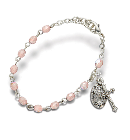 3mm October Rose Birthstone Rosary Beads Bracelet 