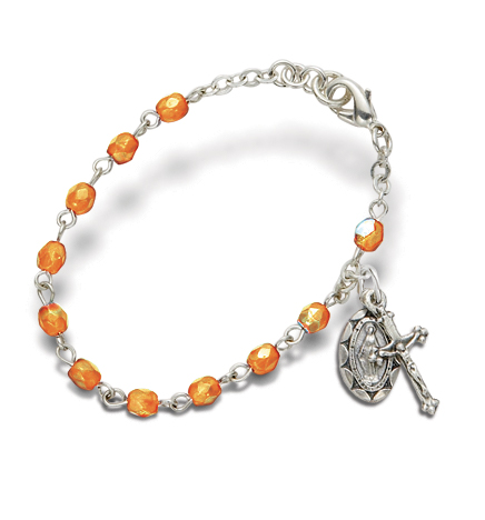 3mm November Topaz Birthstone Rosary Beads Bracelet