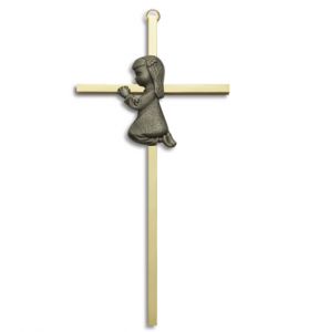 Brass Girl's Wall Cross - 7"